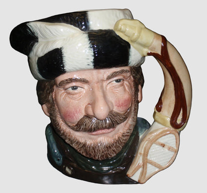 Royal Doulton The Trapper Character Toby Jug D6609 Large Woodsman Snowshoes Hunting Horn Handle David B Biggs Vintage England