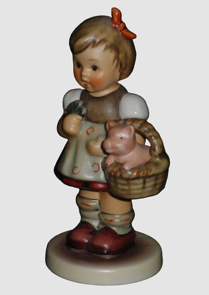 "Good Luck Charm" Goebel Hummel Figurine #2034 - Girl & Piglet (4.25")
