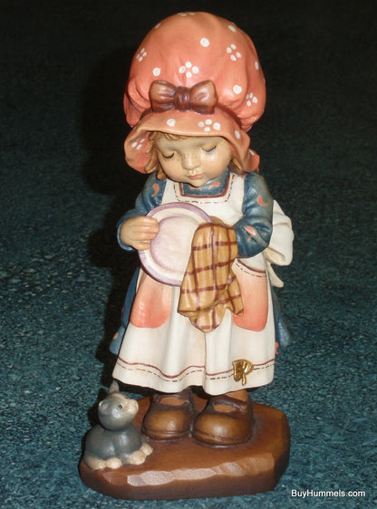 "Helping Mother" ARTIST PROOF Anri GOLD LEAF Sarah Kay Wood Figurine With Original Display Case!