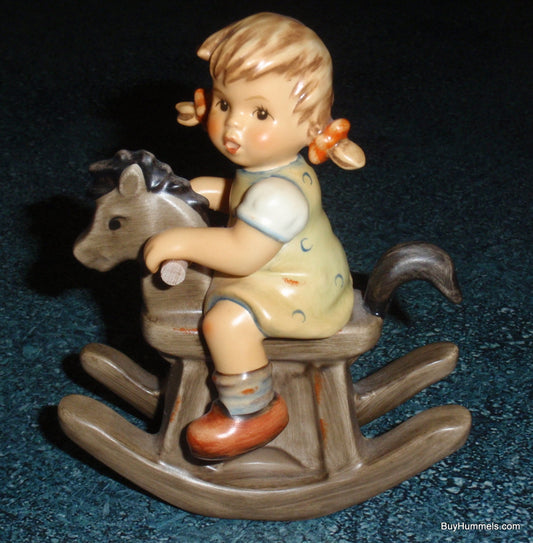 "Cowboy Corral" Goebel Hummel Figurine #2021 - Girl With Pigtails On Rocking Horse