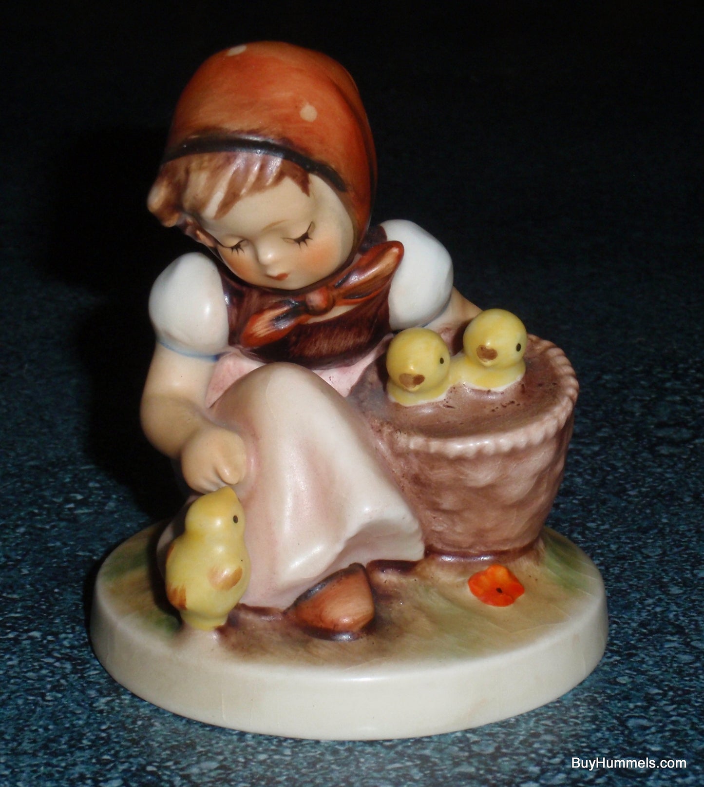 "Chick Girl" Goebel Hummel Figurine #57/0 - Little Girl Feeding Baby Peeps!