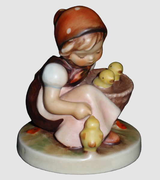 "Chick Girl" Goebel Hummel Figurine #57/0 - Little Girl Feeding Baby Peeps!