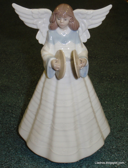 Lladro 5876 Angelic Cymbalist Christmas Tree Topper Angel with Cymbals