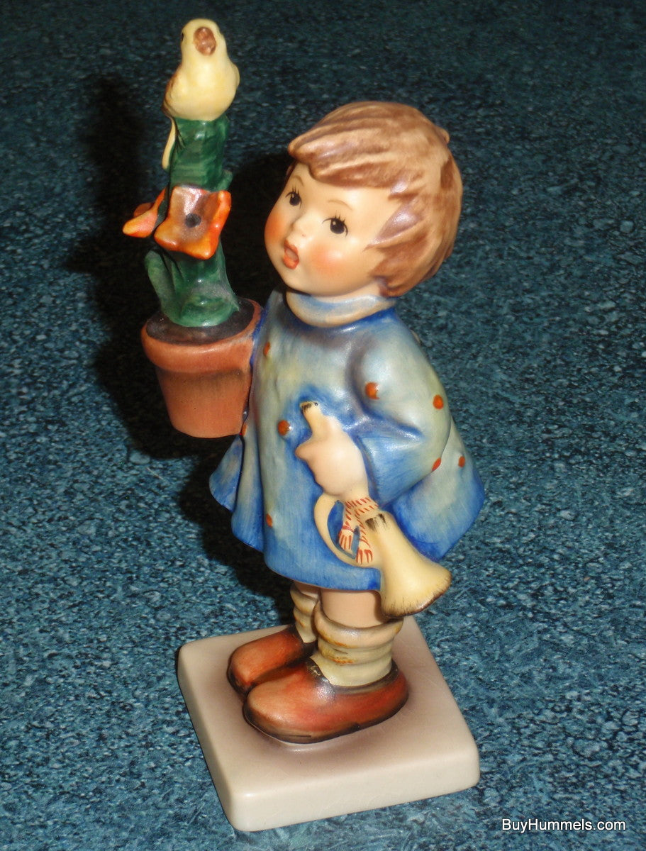 "Congratulations" Goebel Hummel Figurine #17/0 - Girl in Blue Dress With Bird & Trumpet!