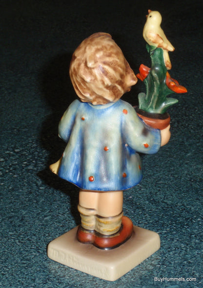 "Congratulations" Goebel Hummel Figurine #17/0 - Girl in Blue Dress With Bird & Trumpet!