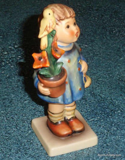 "Congratulations" Goebel Hummel Figurine #17/0 - Girl in Blue Dress With Bird & Trumpet!