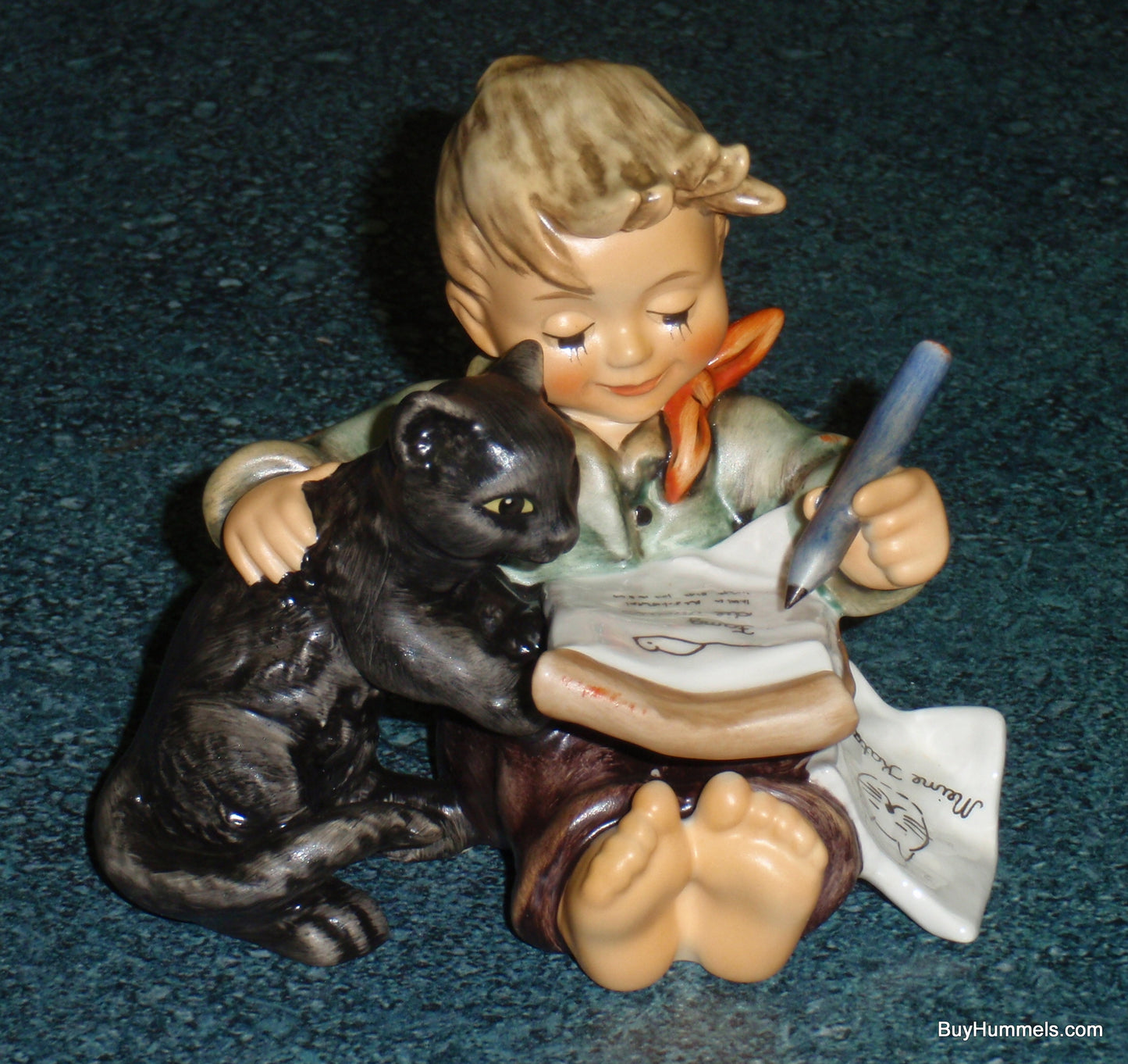 "The Cat's Meow" Goebel Hummel Figurine #2136 Little Boy With Black Cat - CUTE!