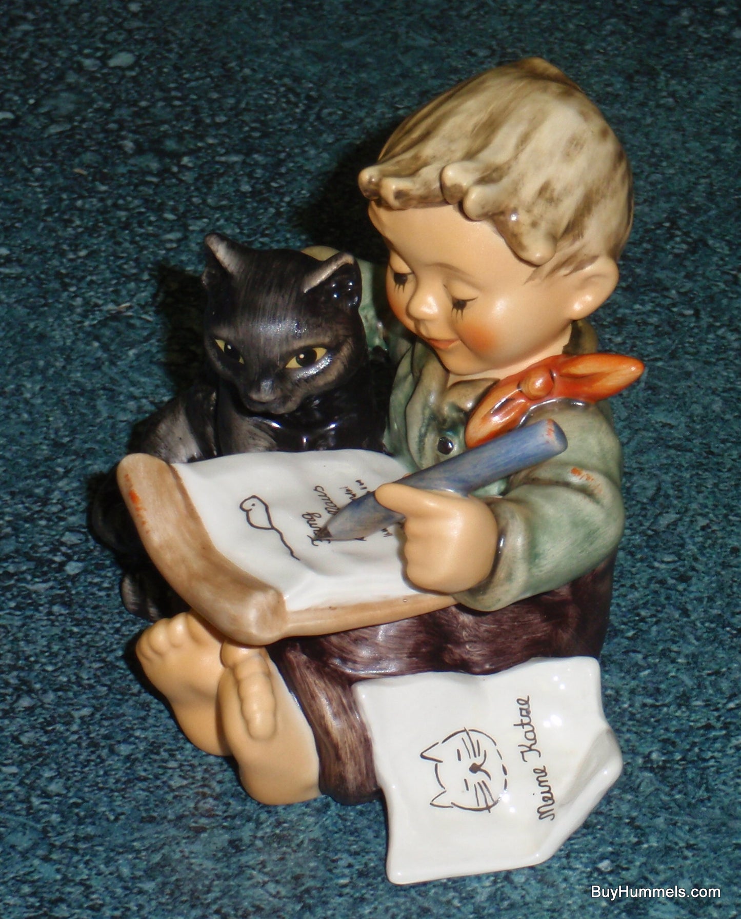 "The Cat's Meow" Goebel Hummel Figurine #2136 Little Boy With Black Cat - CUTE!