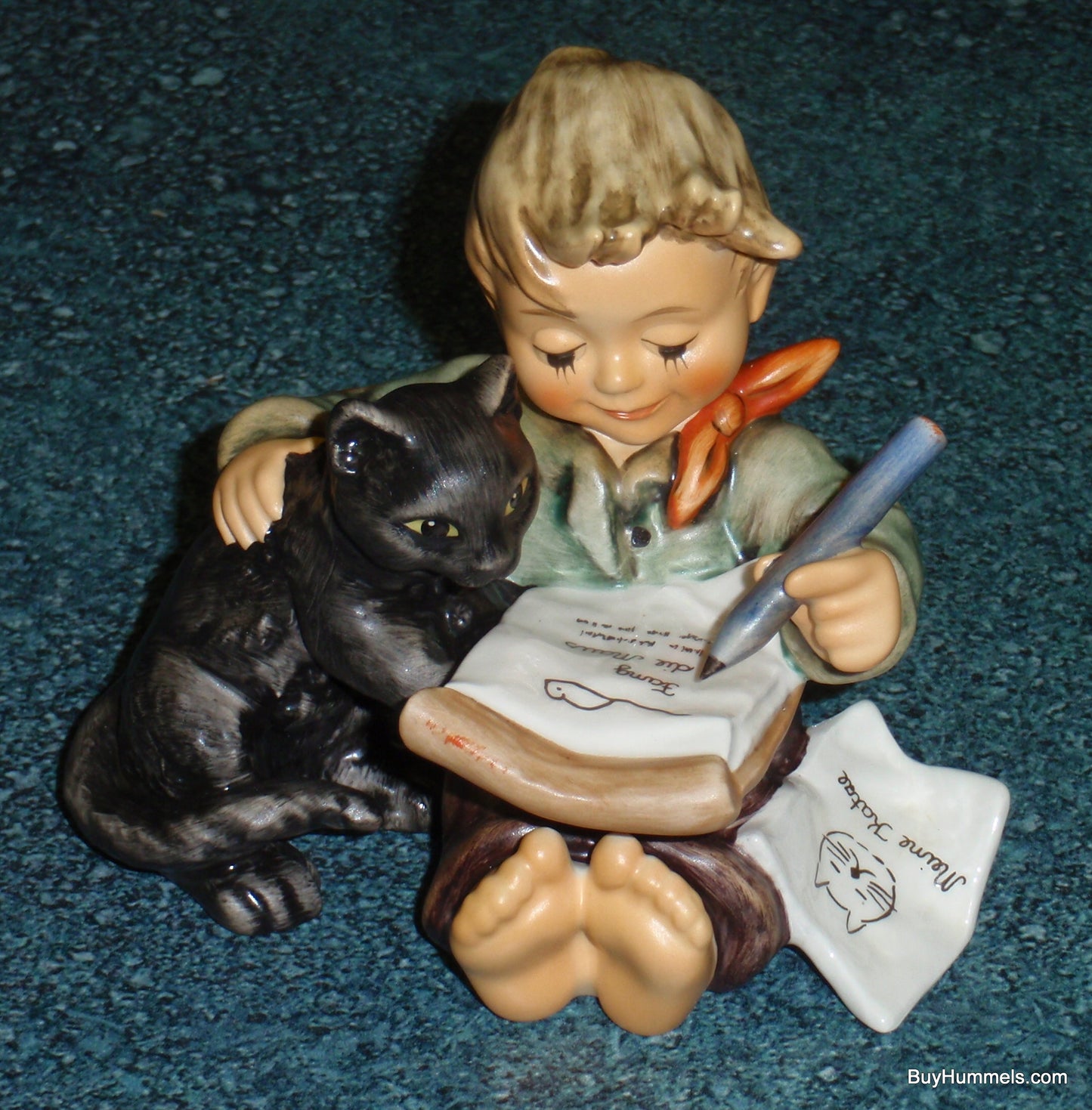 "The Cat's Meow" Goebel Hummel Figurine #2136 Little Boy With Black Cat - CUTE!