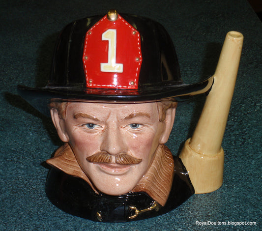 Royal Doulton D6697 The Fireman Large Character Jug with Fire Hose Handle