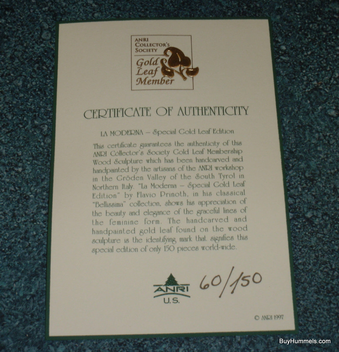 "La Moderne" Anri Wood Carving - Gold Leaf Limited Edition #60/150 - Original Case + COA