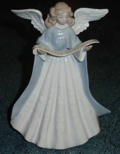 "Christmas Tree Topper" Lladro Figurine #5875 - Angel Singing with Scroll