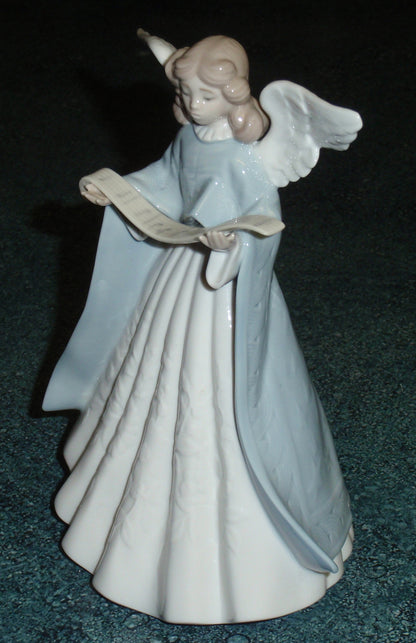 "Christmas Tree Topper" Lladro Figurine #5875 - Angel Singing with Scroll