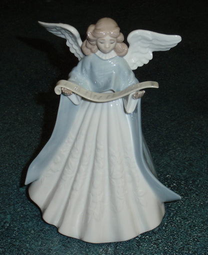 "Christmas Tree Topper" Lladro Figurine #5875 - Angel Singing with Scroll
