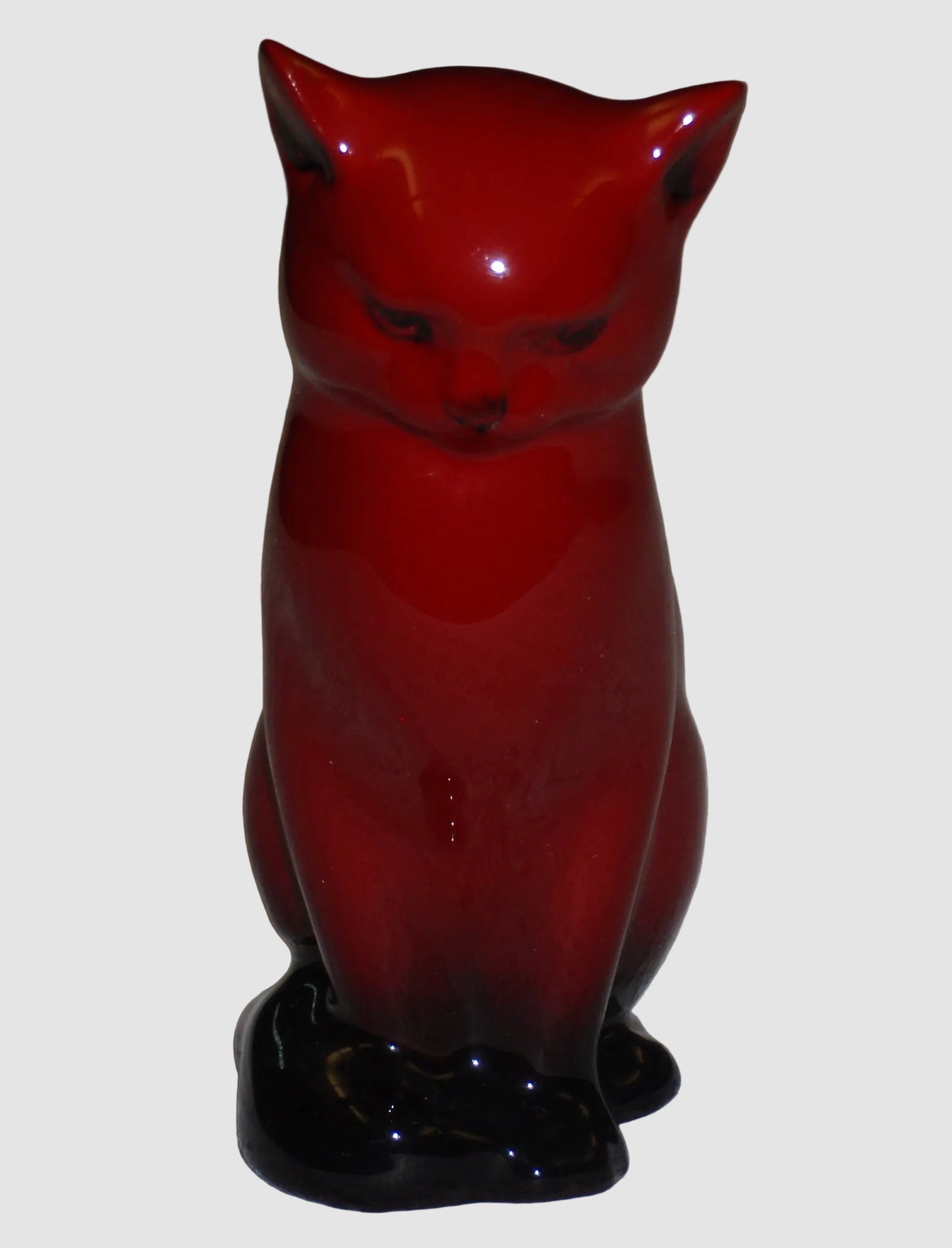 "Seated Cat" Royal Doulton Flambé Figurine - Red Glaze (5")