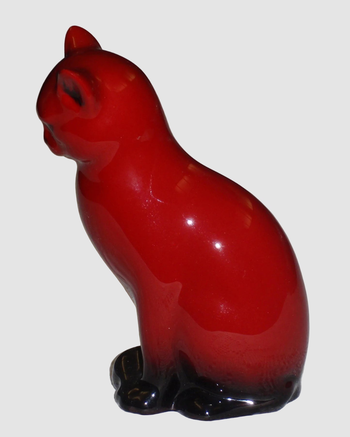 "Seated Cat" Royal Doulton Flambé Figurine - Red Glaze (5")