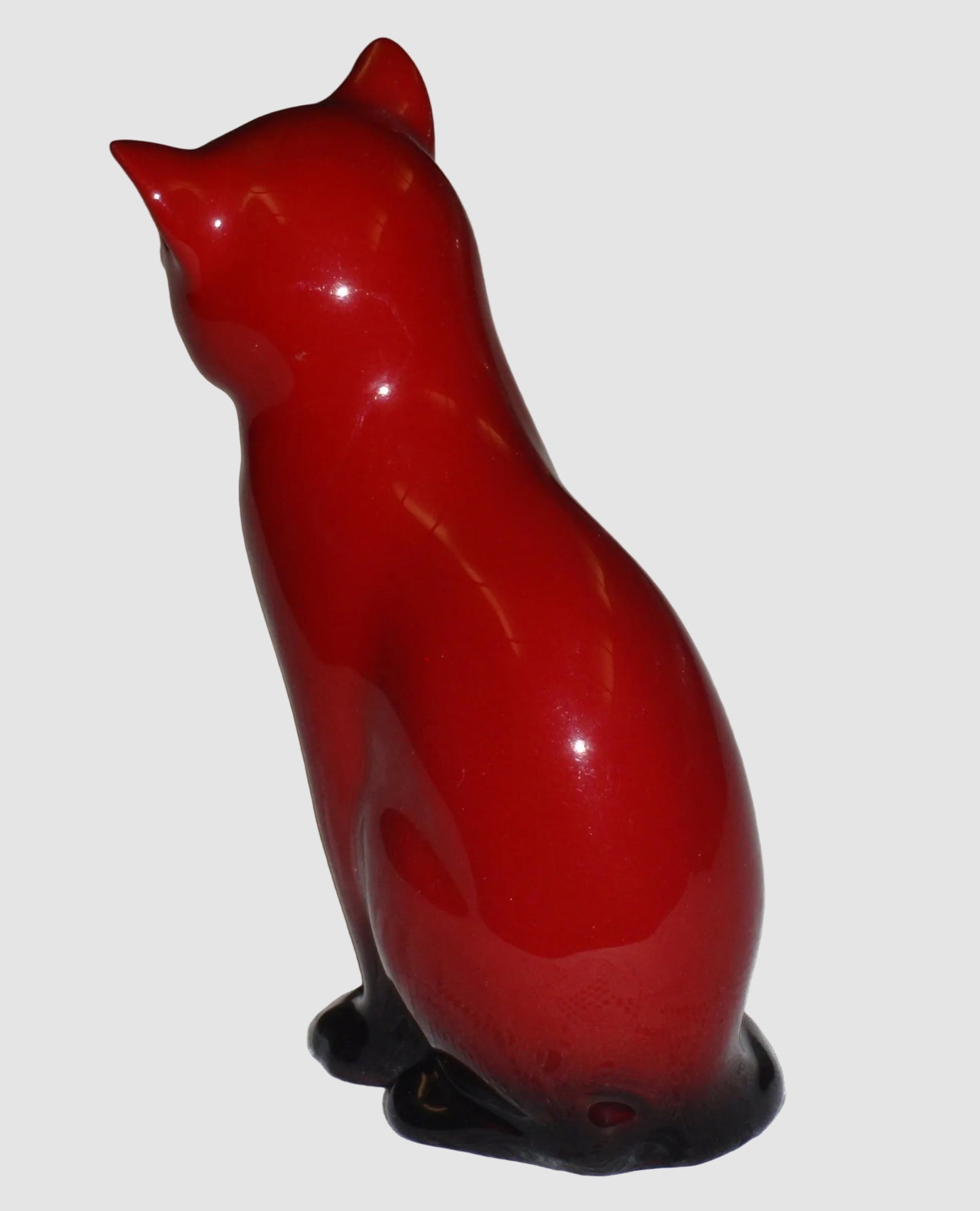 "Seated Cat" Royal Doulton Flambé Figurine - Red Glaze (5")