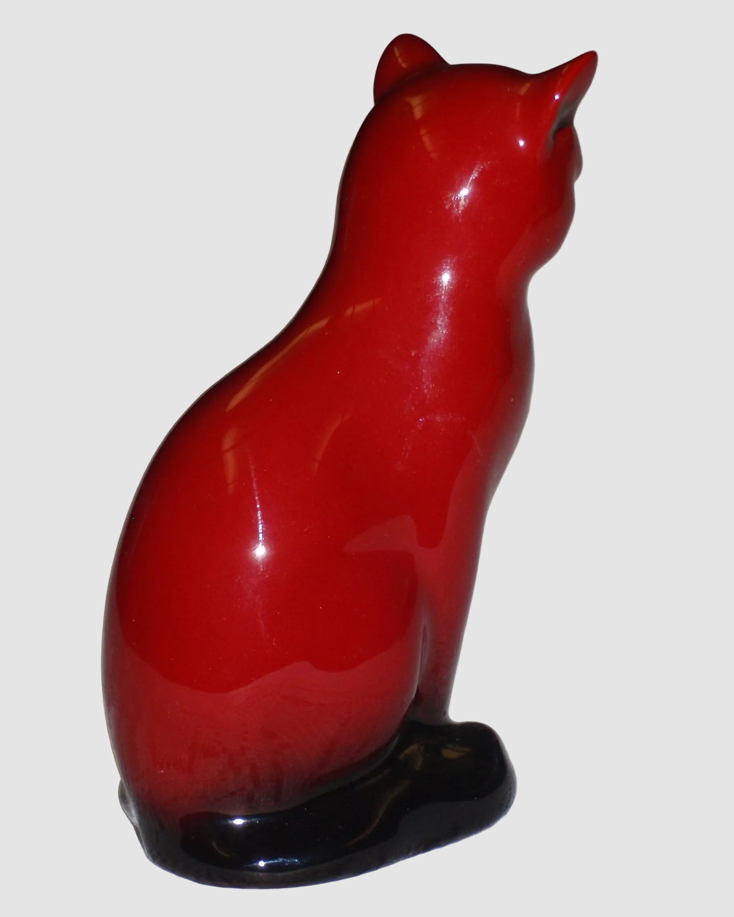 "Seated Cat" Royal Doulton Flambé Figurine - Red Glaze (5")