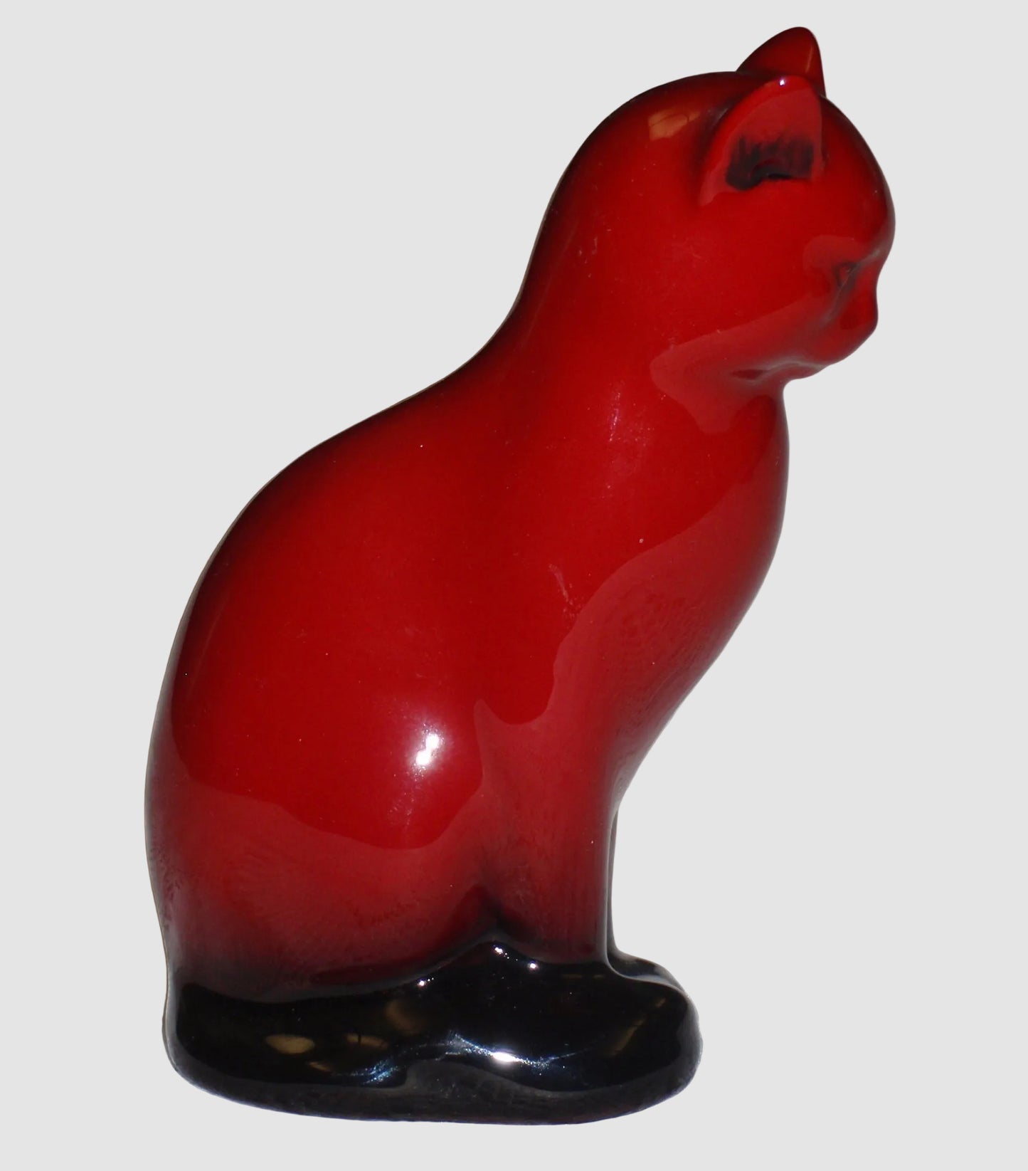 "Seated Cat" Royal Doulton Flambé Figurine - Red Glaze (5")