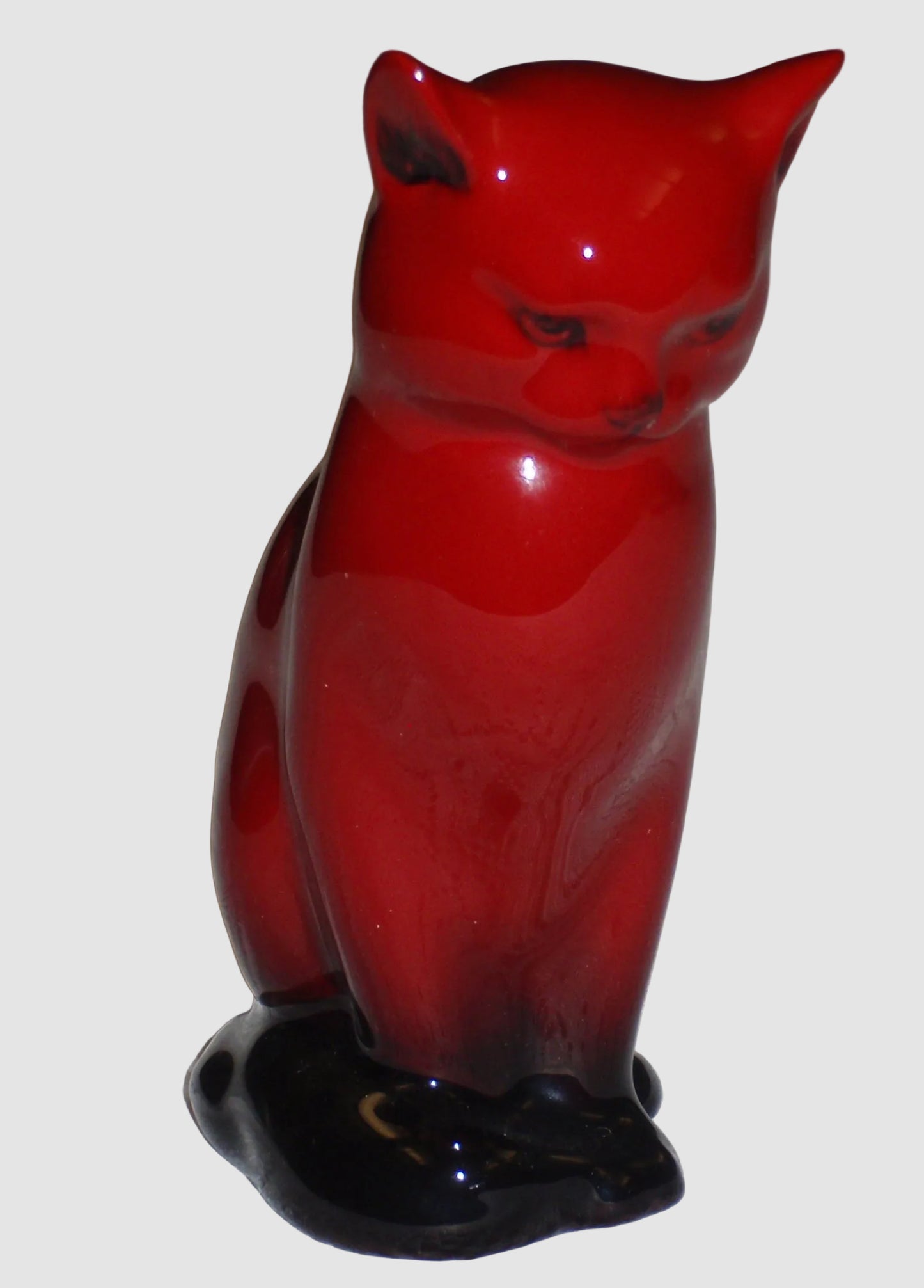 "Seated Cat" Royal Doulton Flambé Figurine - Red Glaze (5")