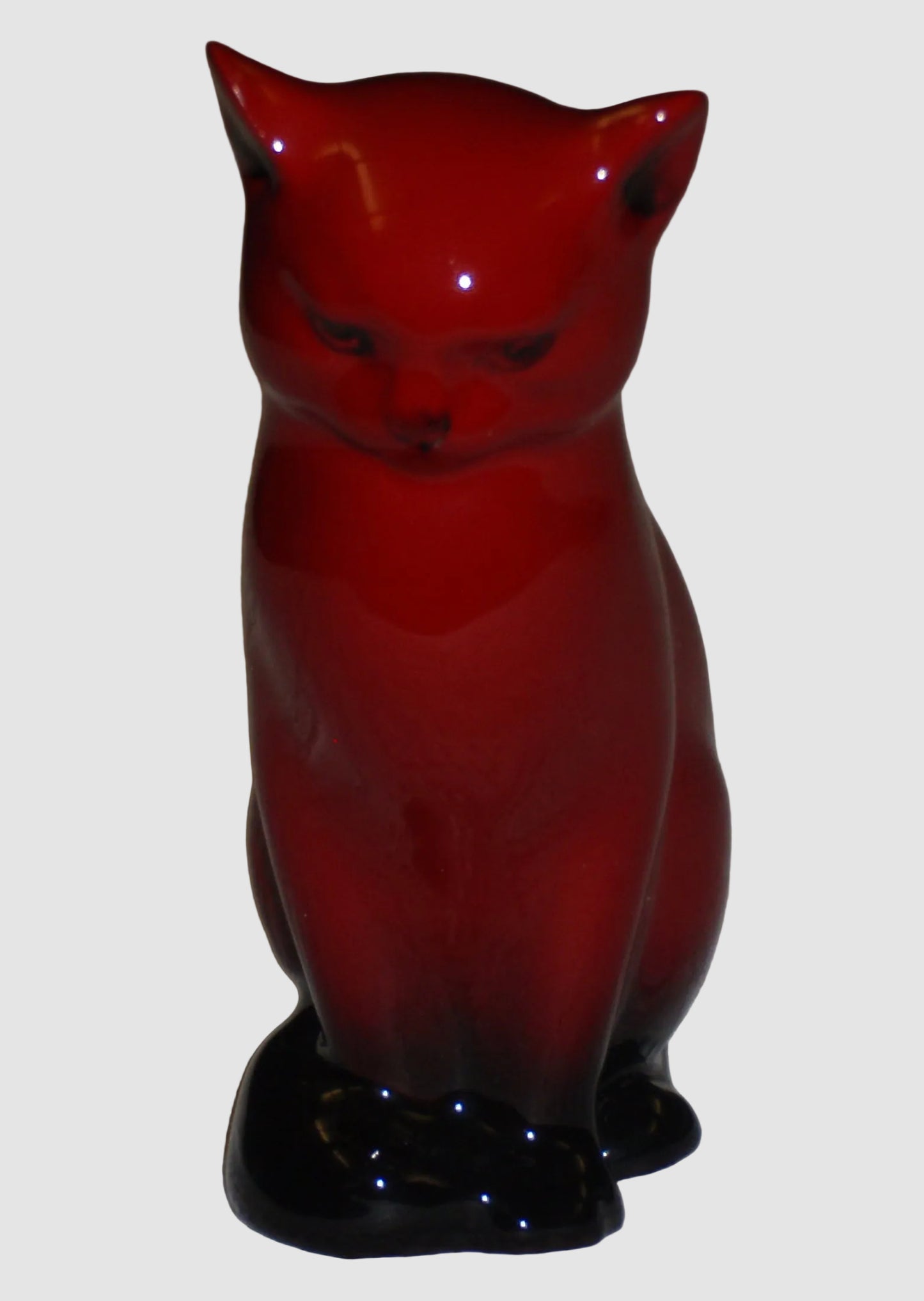"Seated Cat" Royal Doulton Flambé Figurine - Red Glaze (5")