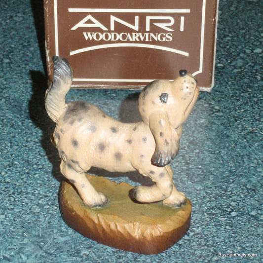 Anri Juan Ferrandiz Wood Carved Spotted Nativity Dog Figurine with Original Box
