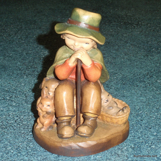 ANRI Ferrandiz The Rest Woodcarving Boy Sitting with Puppy and Rabbits