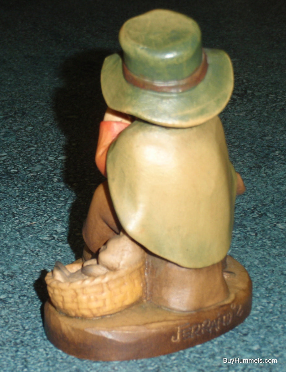 "The Rest" ANRI Ferrandiz Woodcarving 4" - Boy with Puppy & Rabbits (#651-326)