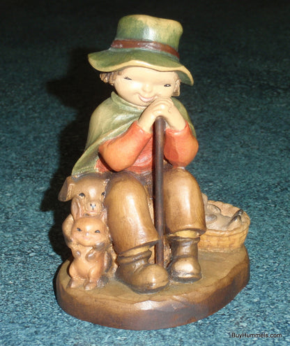 "The Rest" ANRI Ferrandiz Woodcarving 4" - Boy with Puppy & Rabbits (#651-326)
