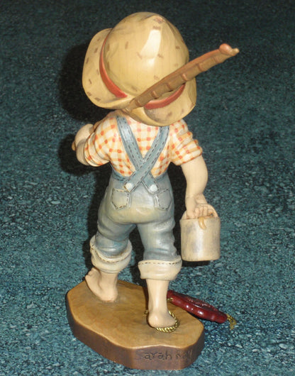 "Fisher Boy" Figurine Anri Wood Carvings Made In Italy By Sarah Kay