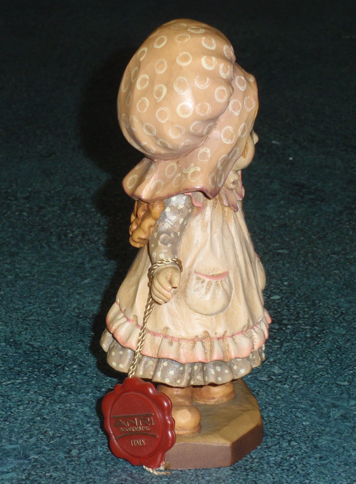 Anri "Playtime" 6" Hand Carved Wood Figurine By Sarah Kay - Little Girl With Doll In Her Toy Wagon!