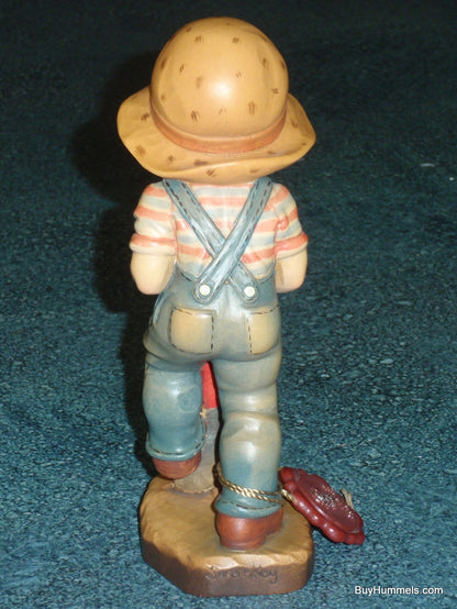 "Hidden Treasure" Sarah Kay ANRI 6" Wood Carving Figurine - Little Boy Digging For Buried Treasure - ADORABLE GIFT!