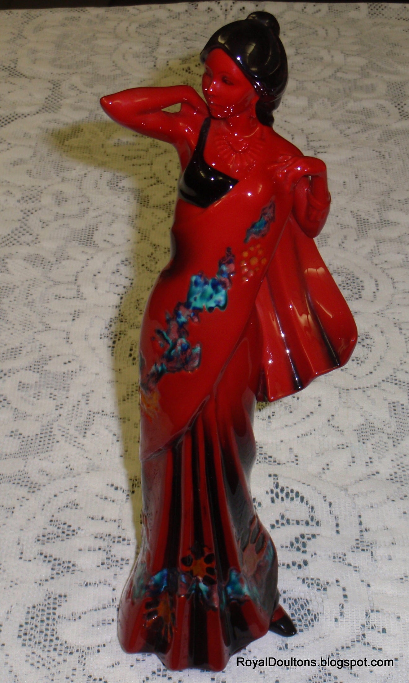 "Eastern Grace" Royal Doulton Flambe Red Figurine HN3683