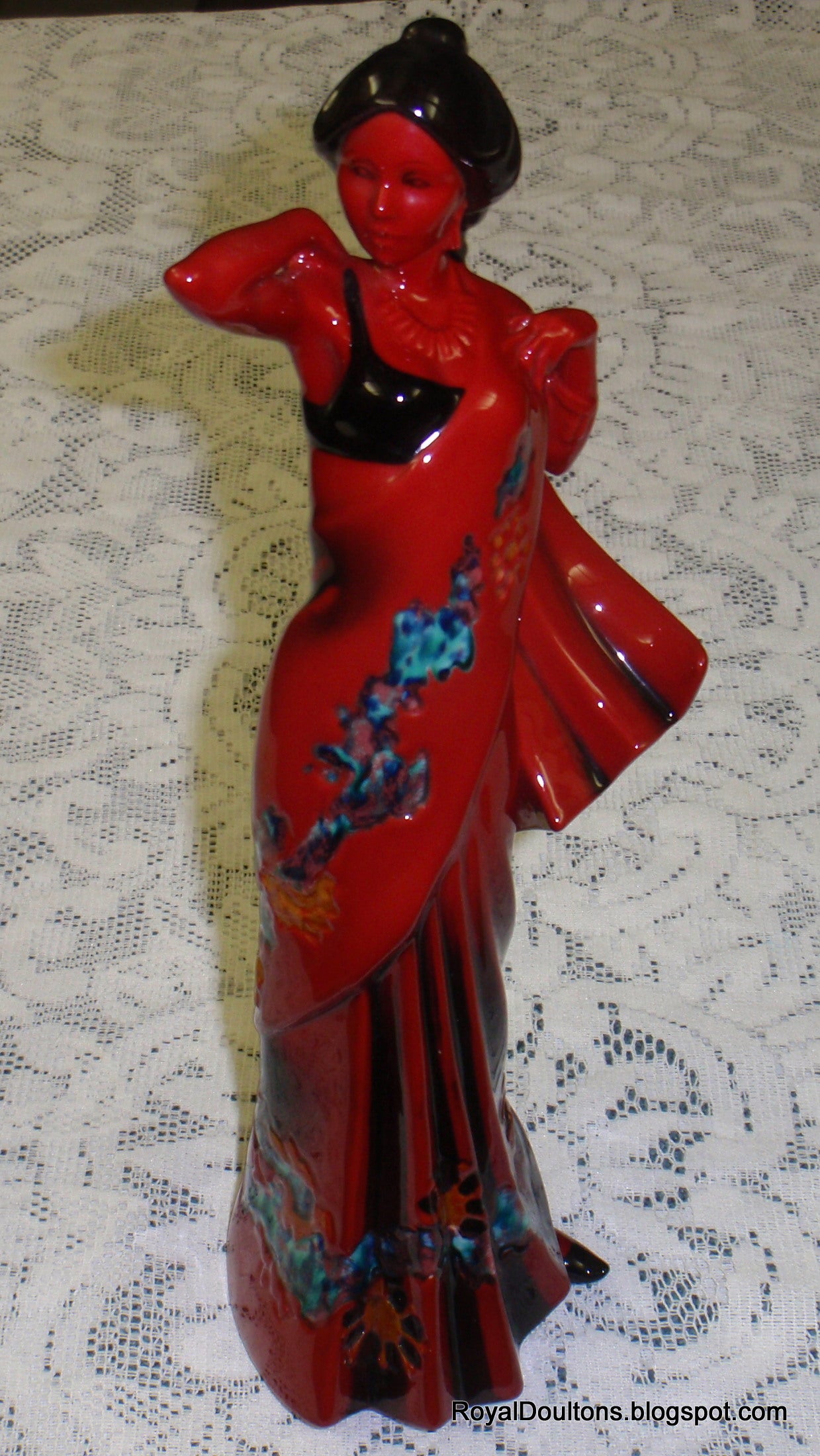 "Eastern Grace" Royal Doulton Flambe Red Figurine HN3683