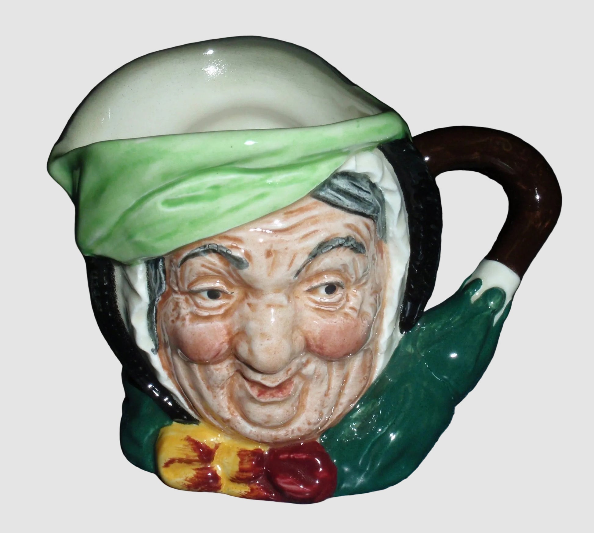 Royal Doulton Sairey Gamp Character Jug D5528 Umbrella Handle Vintage England Bone China Toby Mug