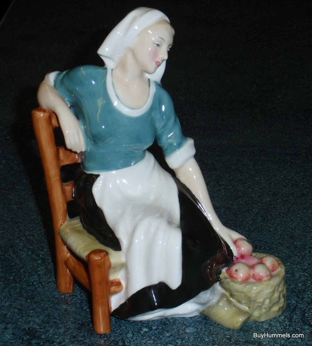Royal Doulton Porcelain Figurine The Apple Maid HN 2160 - Colonial Woman with Apple Basket - Designed by Leslie Harradine - Fine English Porcelain