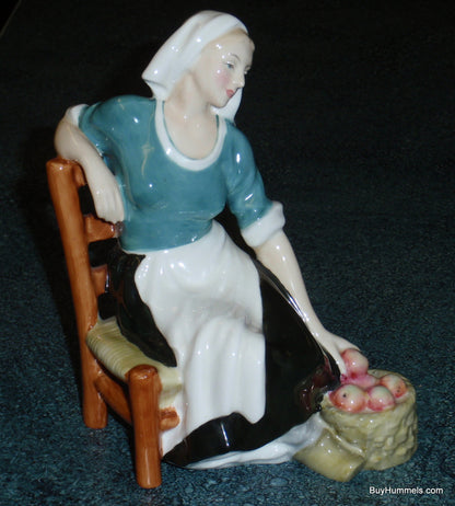 Royal Doulton Porcelain Figurine The Apple Maid HN 2160 - Colonial Woman with Apple Basket - Designed by Leslie Harradine - Fine English Porcelain