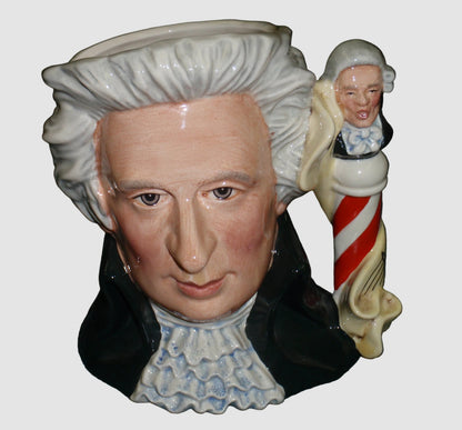 Royal Doulton Mozart Character Jug D7031 - Large 7 Inch Porcelain Toby Jug with Figural Young Mozart Handle - Authentic English Fine China