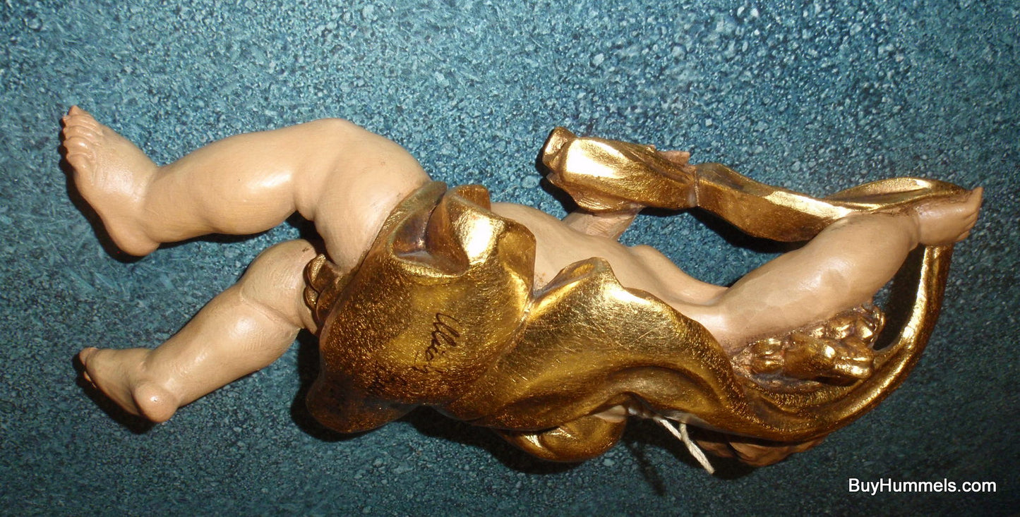 "Golden Cherub Angel" Anri Wood Carving Wall Hanging #79023/1 - Signed (10.5")