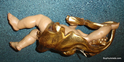 "Golden Cherub Angel" Anri Wood Carving Wall Hanging #79023/1 - Signed (10.5")