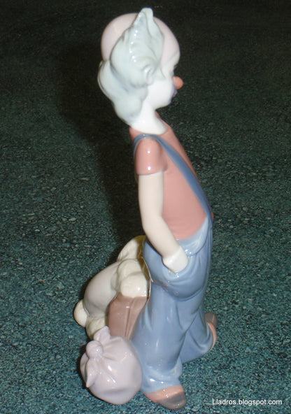 "Destination Big Top" Clown With Puppy Dog Lladro Figurine #6245 Glossy Finish