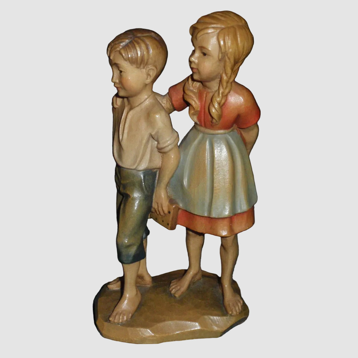 Anri Young Love Wood Carving Figurine Boy and Girl Signed Ulrich Bernardi