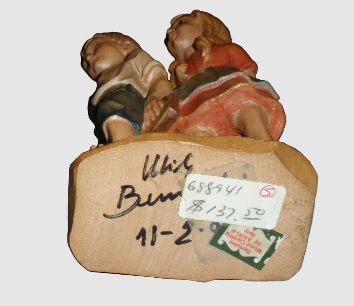 "Young Love" Anri Wood Carving Figurine #688941 - Signed by Ulrich Bernardi (5")