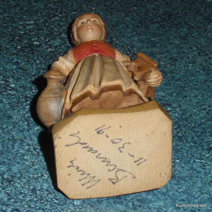 "Milk Maid" Anri Wood Carving Figurine #689021 - Signed by Ulrich Bernardi (5")