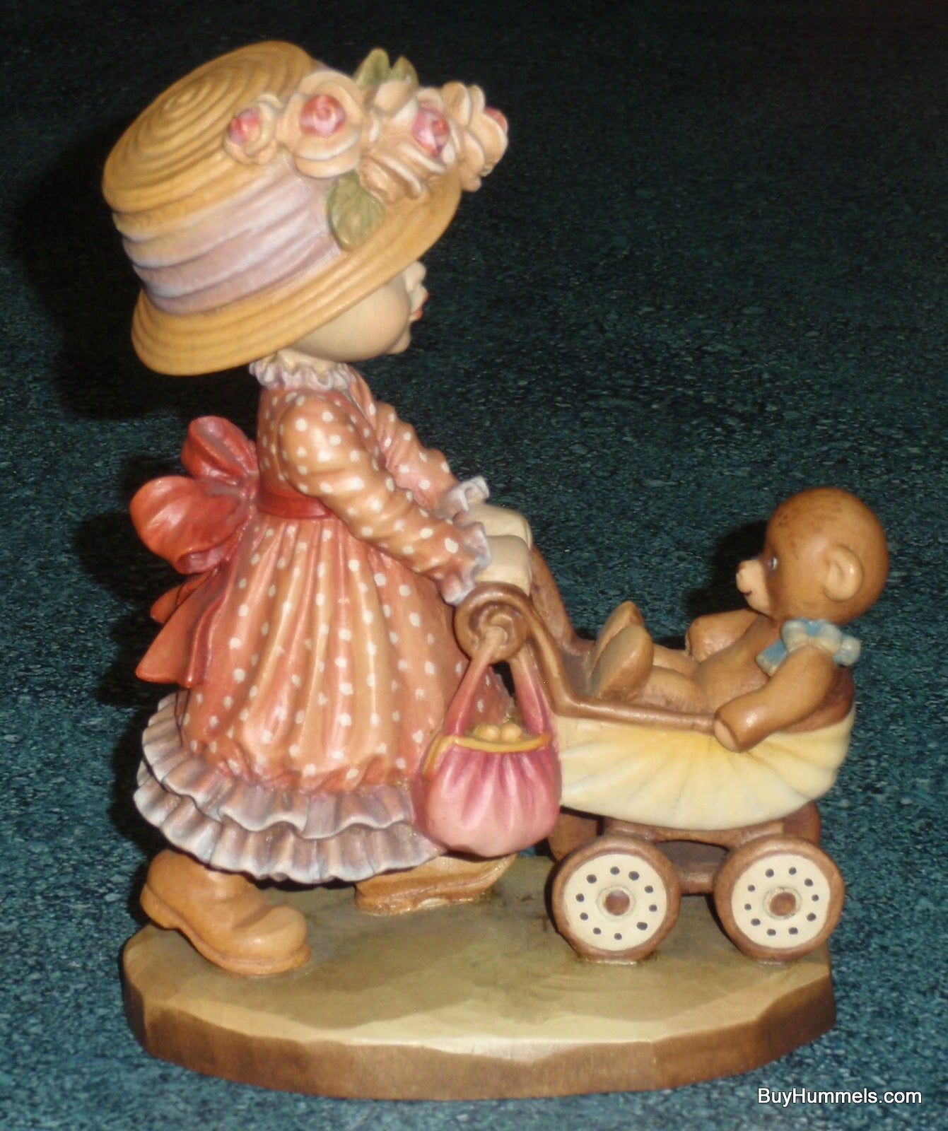 6" ANRI ITALY Sarah Kay Figurine "Little Nanny" Girl With Teddy Bear In Stroller - CUTE GIFT!