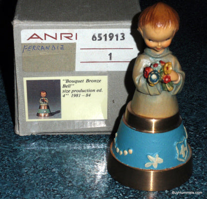 ANRI Hand Painted “Bouquet Bronze Bell” 3.5" By Juan Ferrandiz With Original Box!