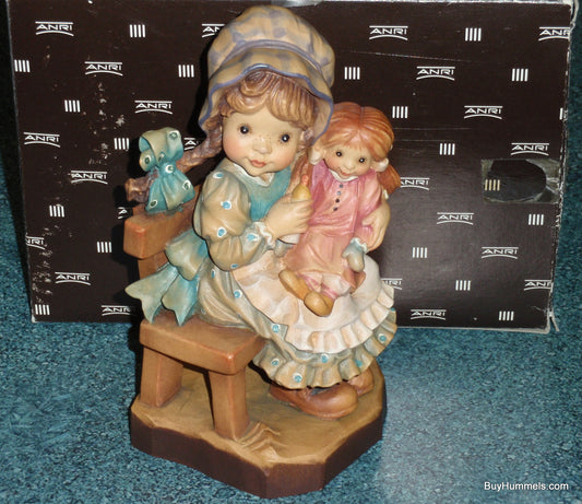 "Cherish" ANRI Sarah Kay Wood Carved 6" Figurine Signed With Original Box!