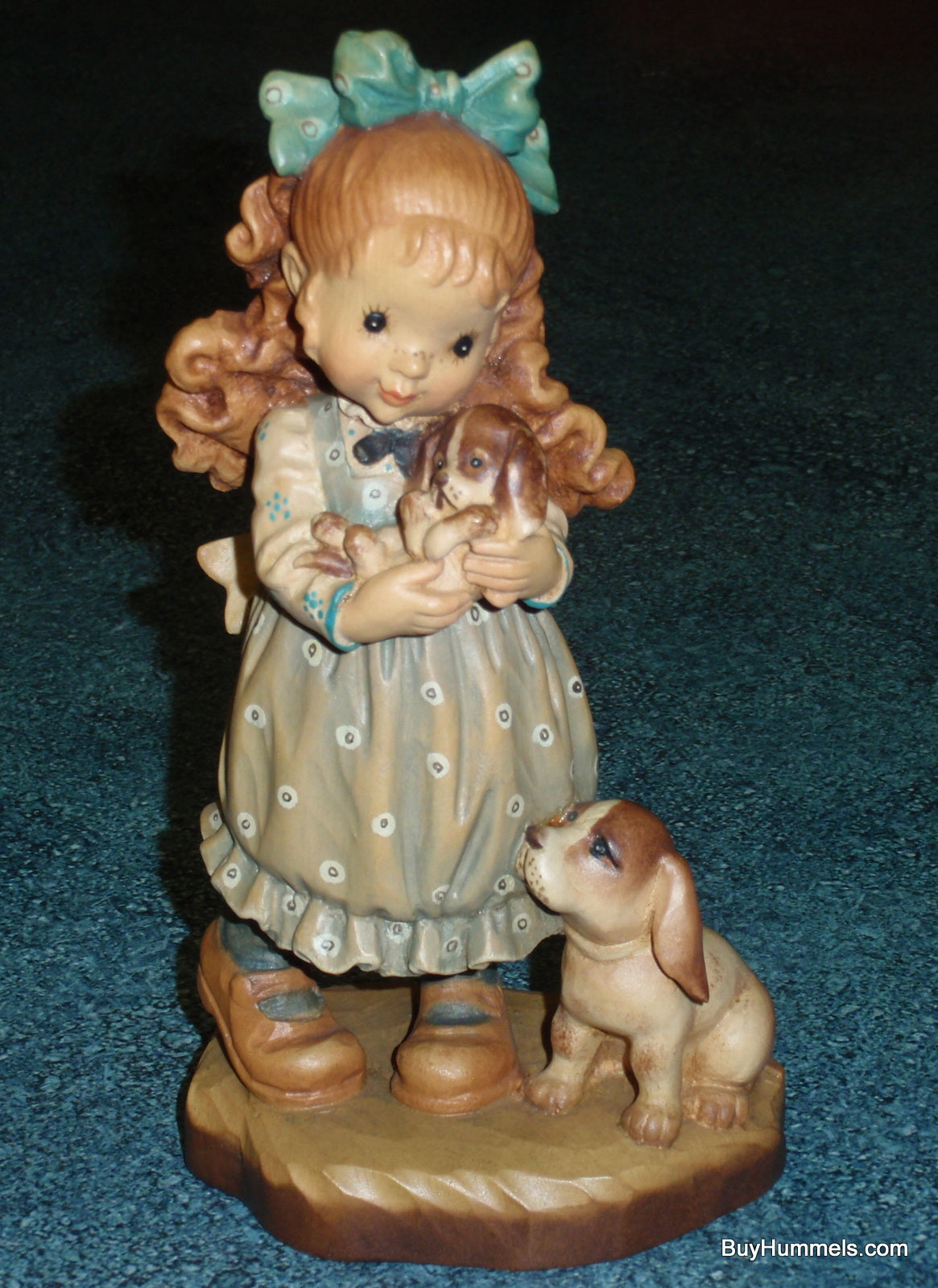 Anri Sarah Kay VALENTINE "Our Puppy" Figurine 7-1/2" With Original Box - Little Girl With Puppies - Adorable Gift!