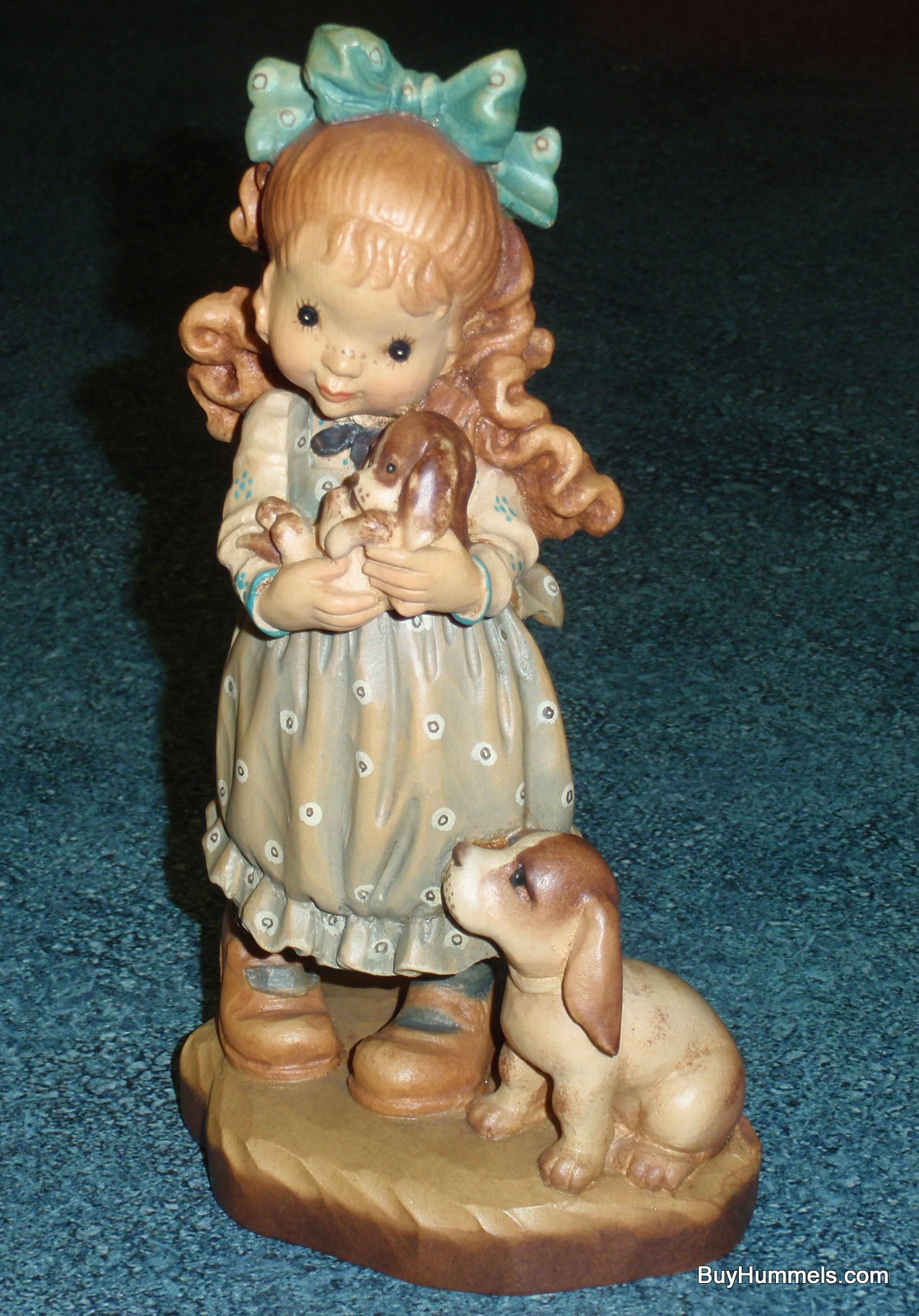 Anri Sarah Kay VALENTINE "Our Puppy" Figurine 7-1/2" With Original Box - Little Girl With Puppies - Adorable Gift!