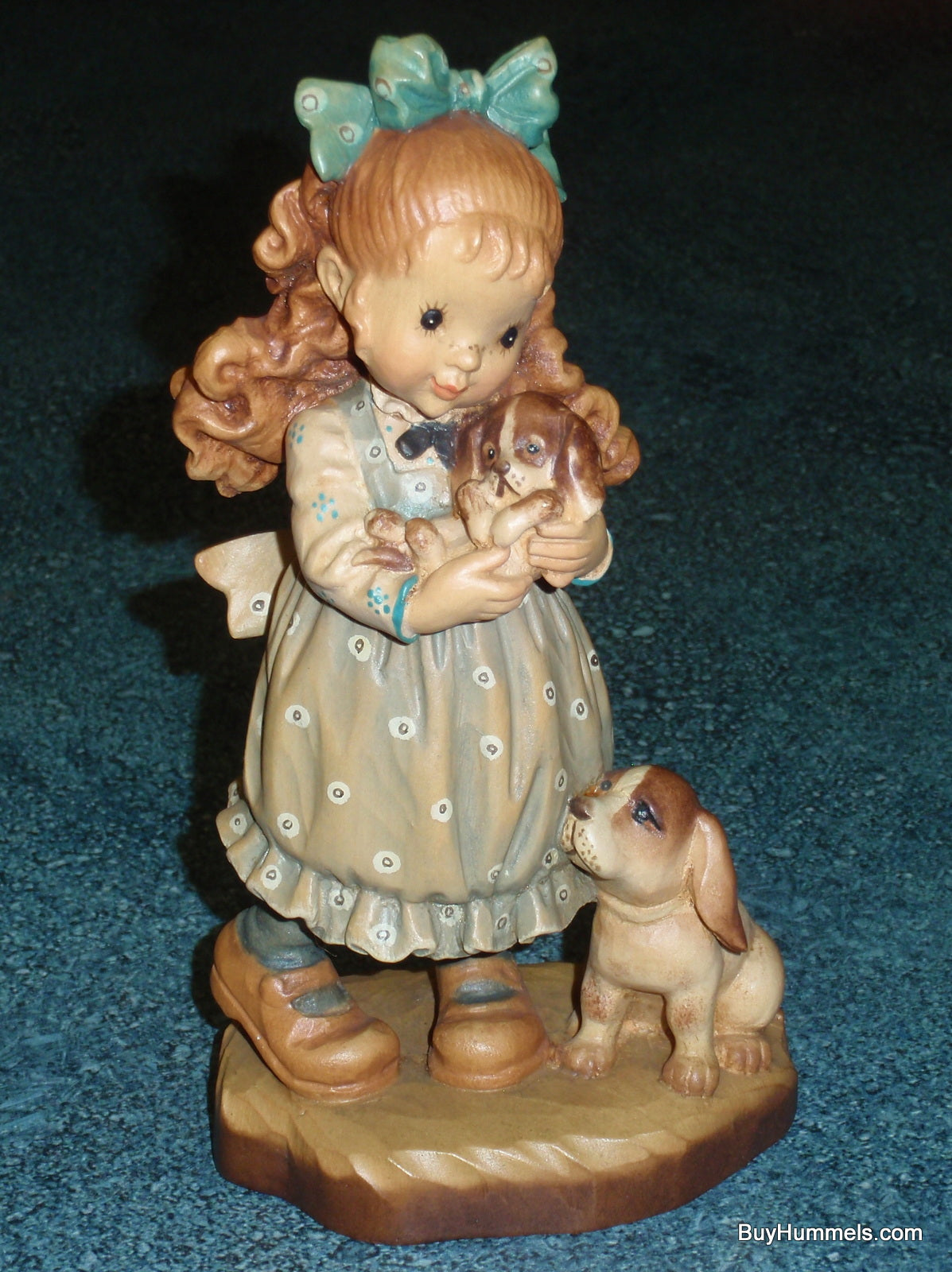 Anri Sarah Kay VALENTINE "Our Puppy" Figurine 7-1/2" With Original Box - Little Girl With Puppies - Adorable Gift!